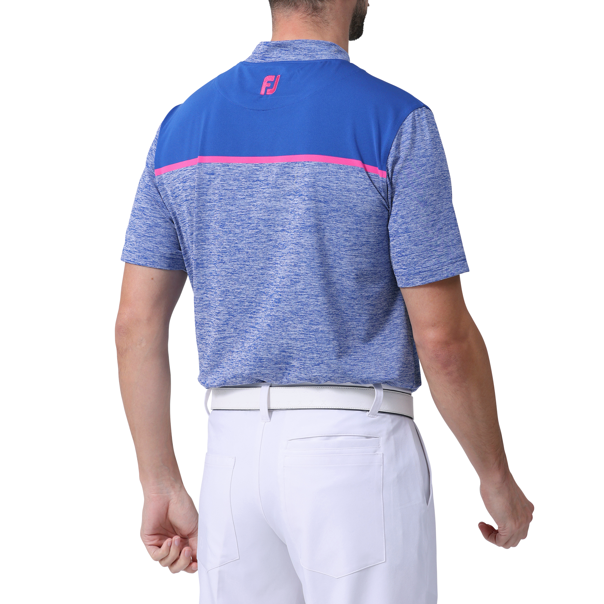 カラーブロック半袖モックネックシャツ