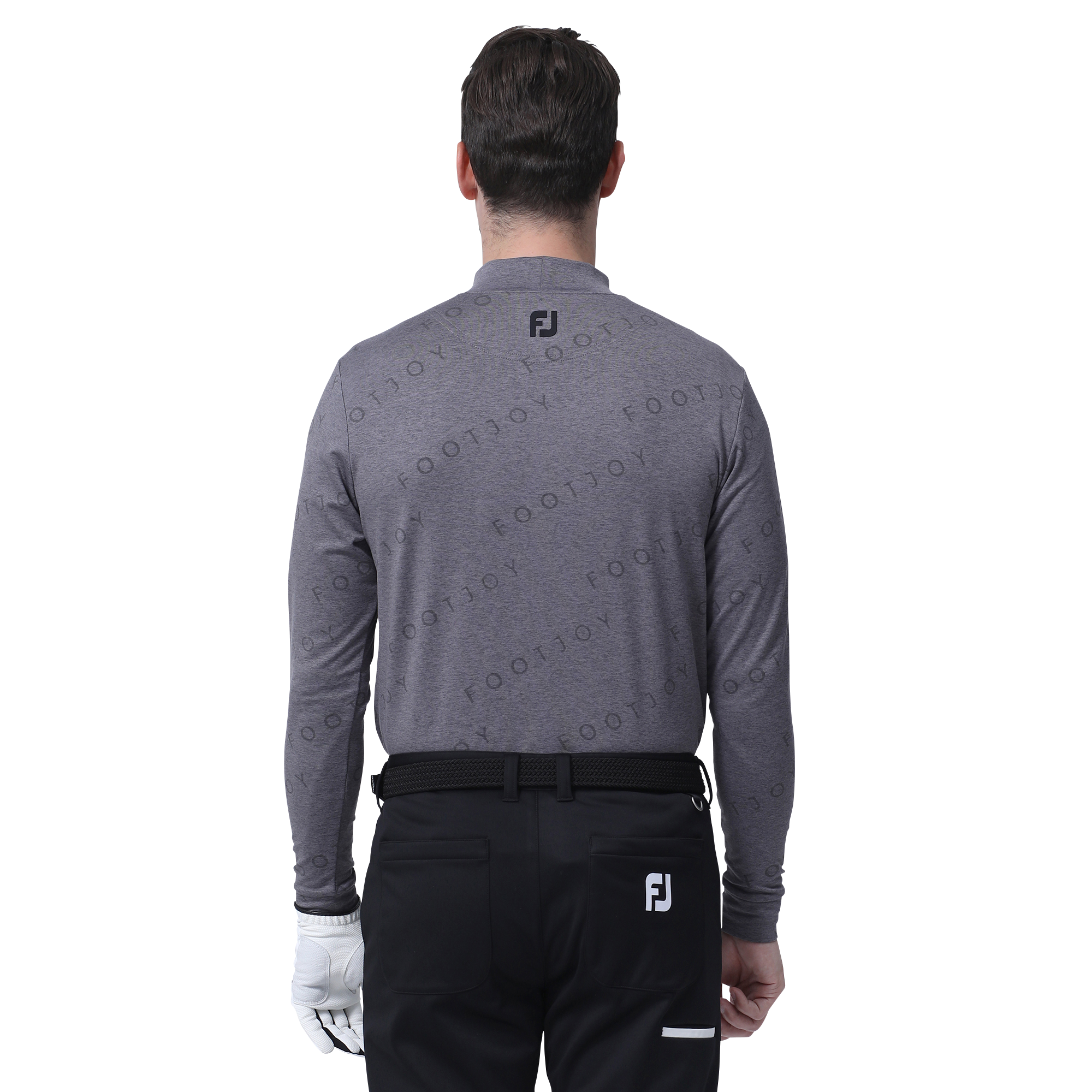 MEN'S ダイアゴナルFOOTJOYプリント裏起毛モックネックシャツ