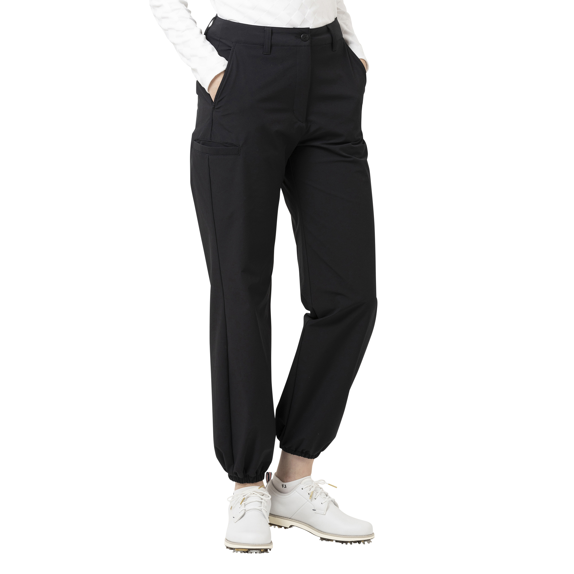 Black u0026 White レディース ゴルフパンツ 黒いゴルフパンツ レディース ウエスト 美品フットジョイ パンツ 黒