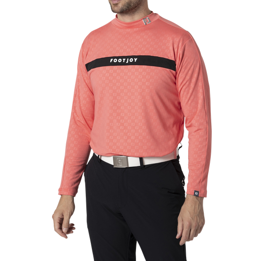 MEN&#39;S 起毛FJエンボスプリント 長袖モックネックシャツ