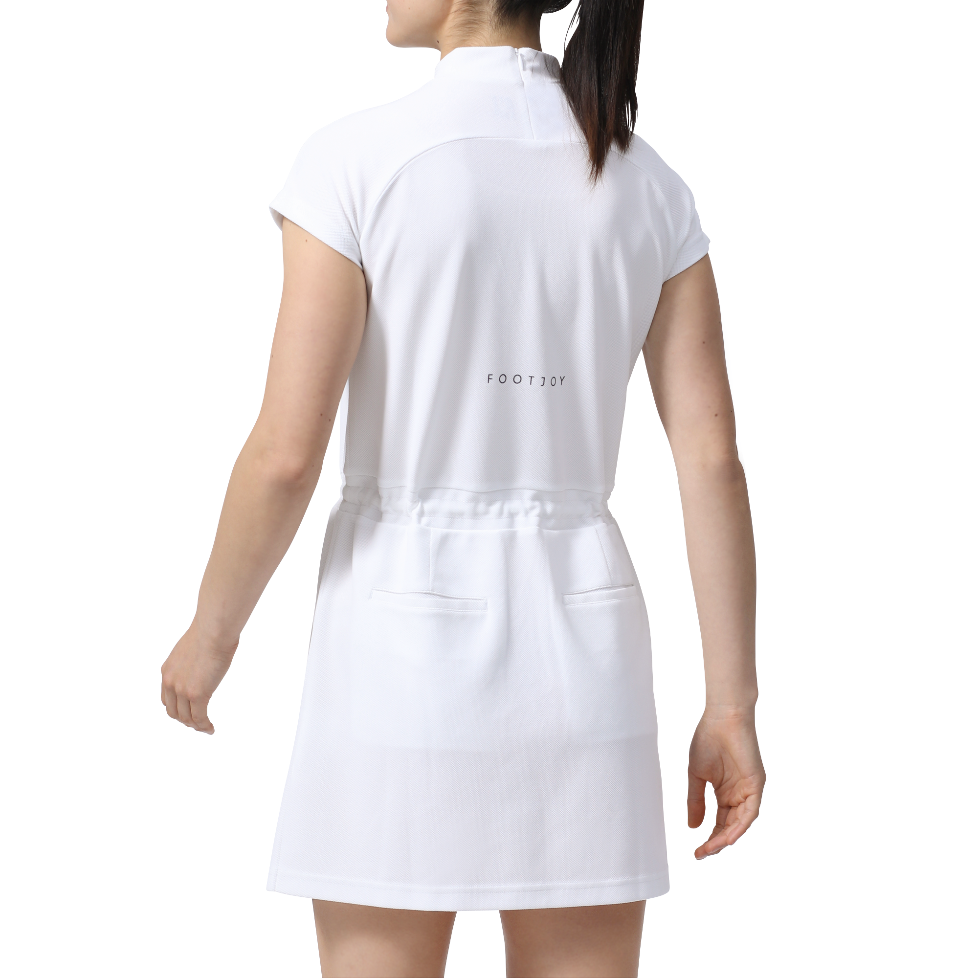 モックネック半袖ワンピース