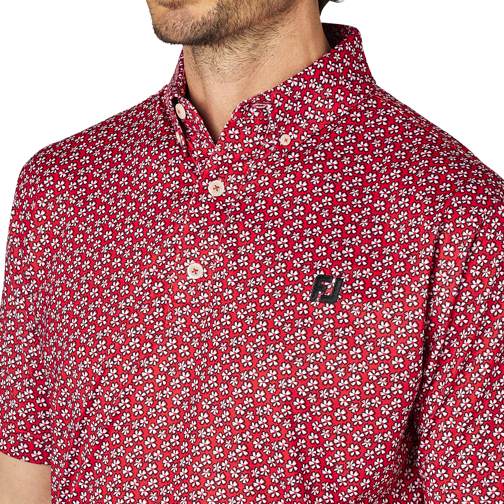 フラワープリント半袖ボタンダウンシャツ