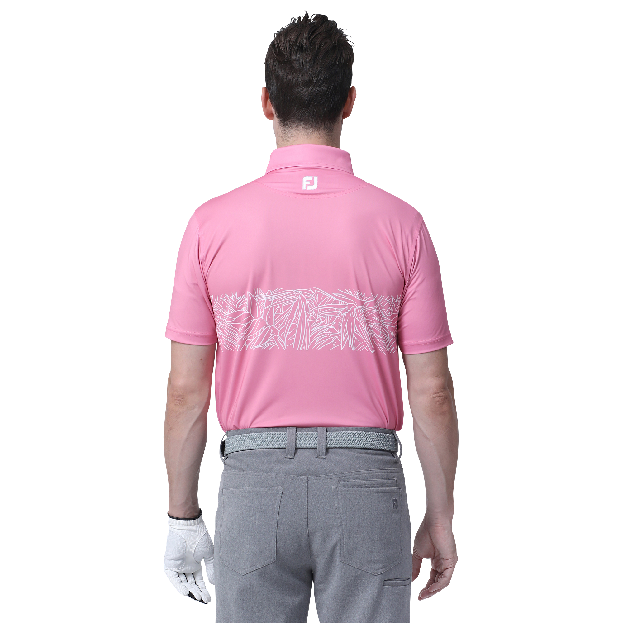 MEN'S トロピカルリーフ柄半袖ボタンダウンシャツ