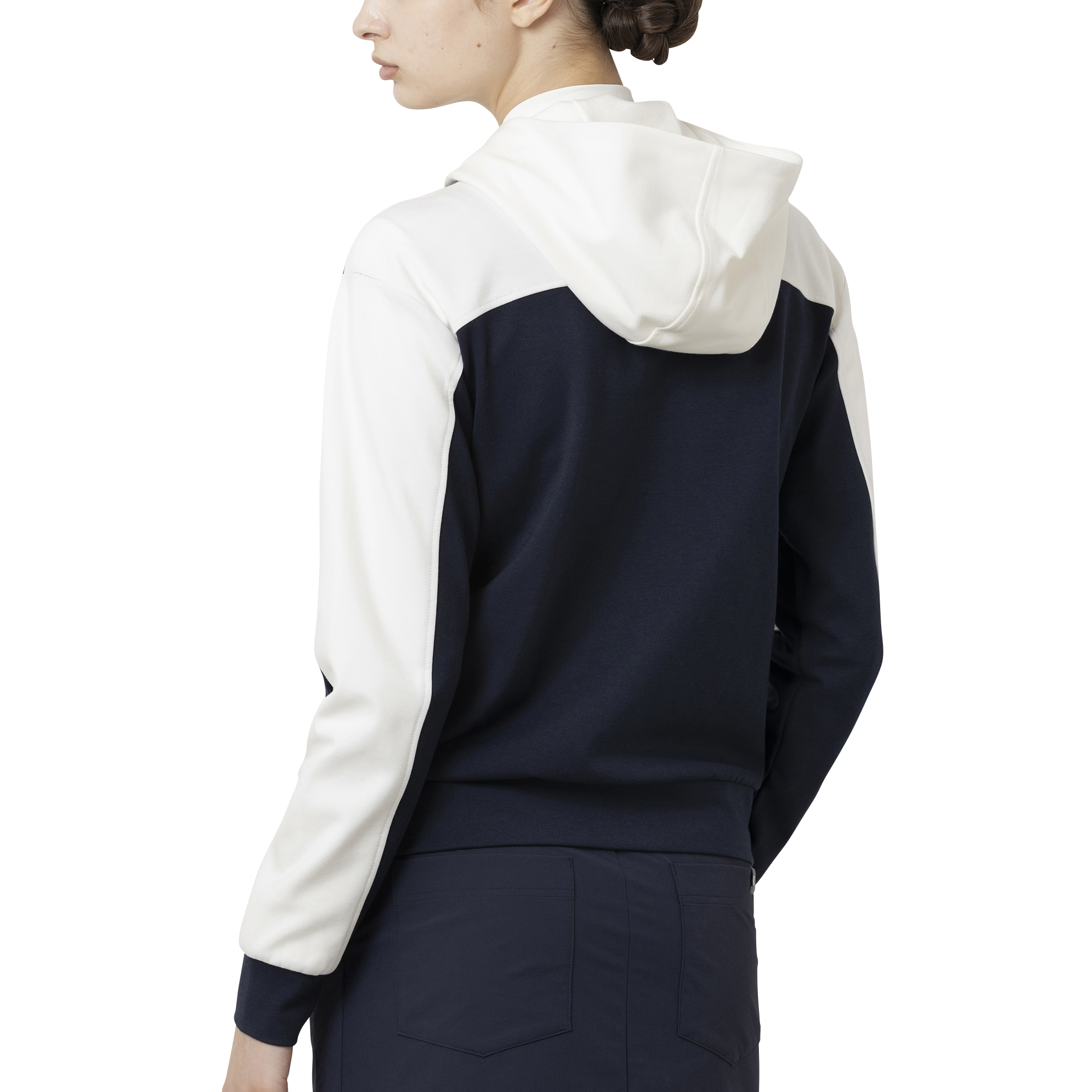 カラーブロック長袖フルジップフーディー