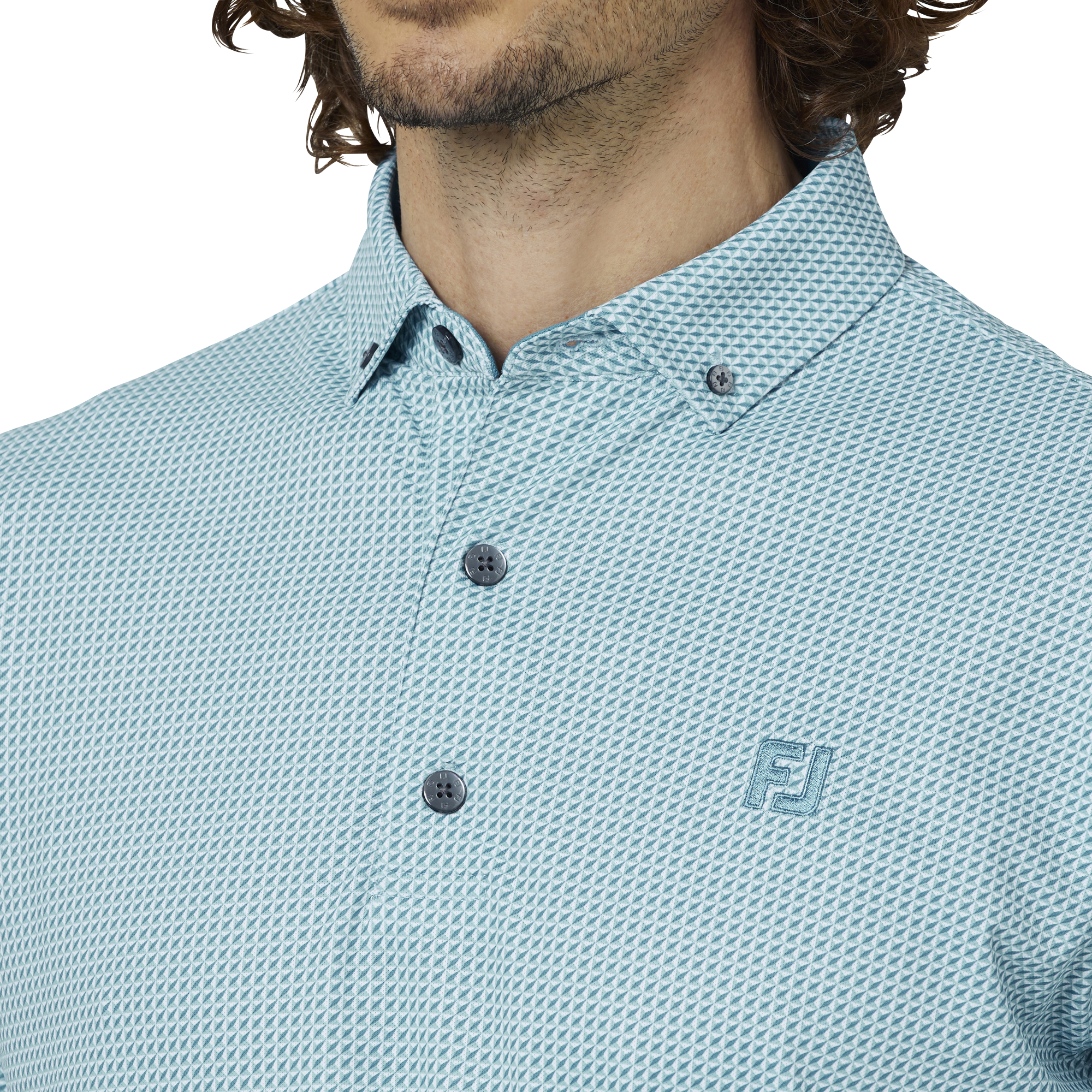 3Dピラミッドプリント長袖ボタンダウンシャツ